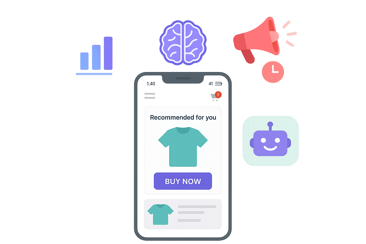 AI-powered app showing personalized product recommendations