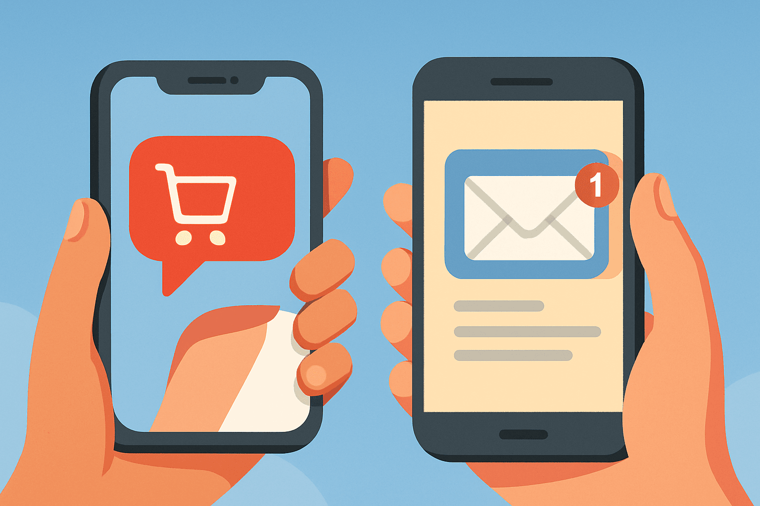Comparison chart of email vs push open rates